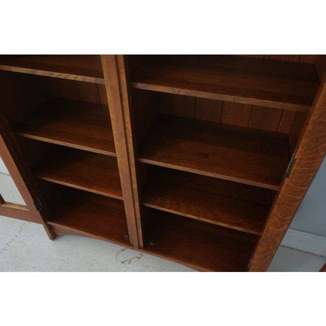 Stickley Stickley Mission Oak Leaded Glass Door Bookcase For Sale - Image 4 of 15
