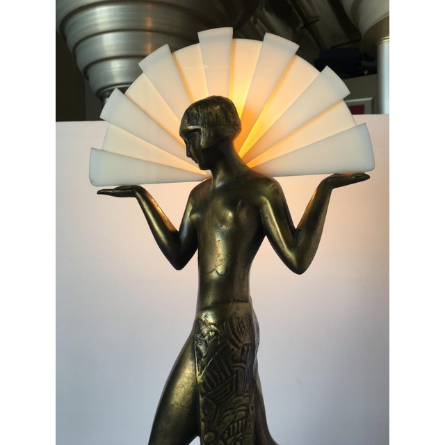 Art Deco 1980s Art Deco Style Egyptian Lamp W/ Marble Base For Sale - Image 3 of 10