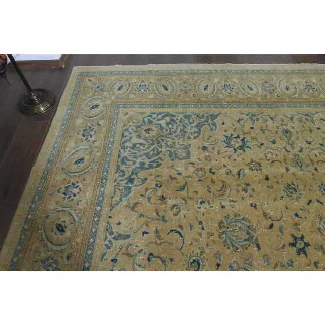 1970s Vintage Persian Handmade Wool Cotton Orange Oversize Area Rug For Sale - Image 4 of 10