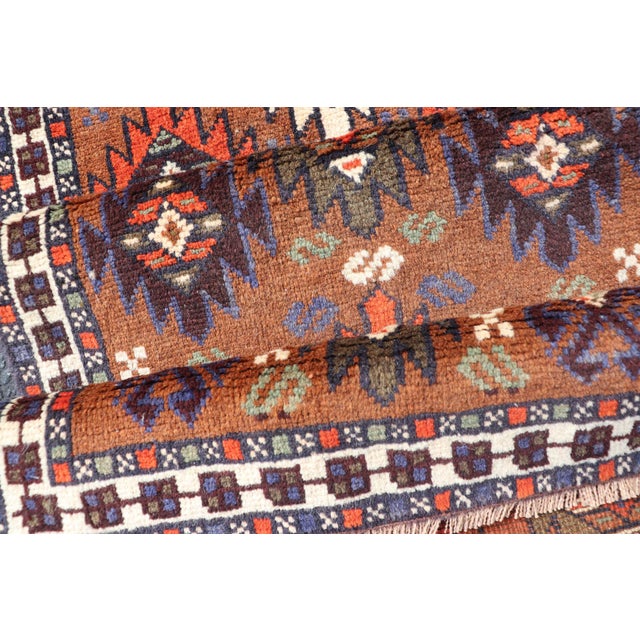 Vintage Turkish Kars Runner With Tribal Motif Design in Orange-Brown Colors 1'9 X 6'5 For Sale - Image 11 of 12