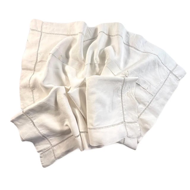 Vintage French Cotton Pillowcase  MG Monogram, Fine Hemstitch Detail, Button Back, circa 1910 For Sale - Image 4 of 9