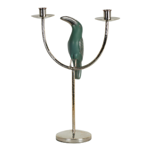 Vintage Silver Plate Candelabra With Toucan by Emilia Castillo