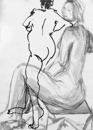 Contemporary Black and White Figurative Nude Drawing, by Martha Holden