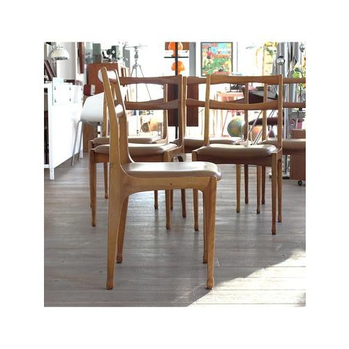 Wood Caramel Dining Chairs, 1960s, Set of 6 For Sale - Image 7 of 13