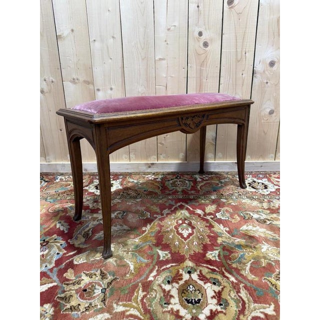 Art Nouveau Oak Piano Bench For Sale - Image 5 of 6