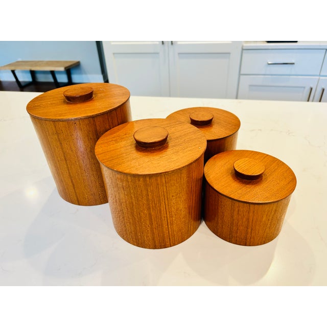 Mid Century Teak Canister Set of 4 by Otagiri For Sale - Image 6 of 6