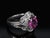 Late 20th Century Intense Pink Sapphire 0.41ct Diamond Platinum Ring Size 5.5 For Sale - Image 13 of 18