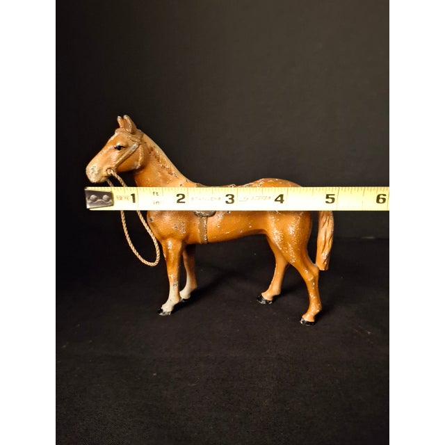 Antique Hubley Cast Iron Standing Horse Figurine, Saddle & Reins, Original Paint C. 1920s For Sale - Image 10 of 11