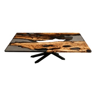 Resin and Lecce Olive Wood Table by Andrea Toffanin for Hood For Sale