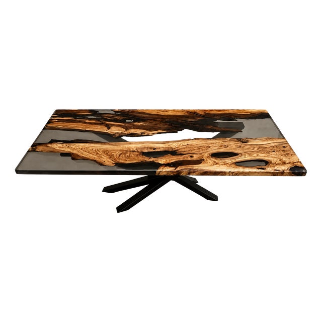 Resin and Lecce Olive Wood Table by Andrea Toffanin for Hood For Sale