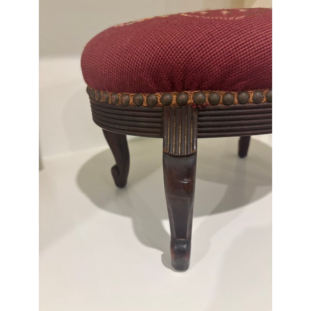 Antique Needlepoint Footstool For Sale - Image 12 of 16