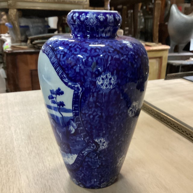 A Rorstrand vase from the turn of the 19th to 20th century, Sweden. This stunning cobalt blue on white landscape painting...
