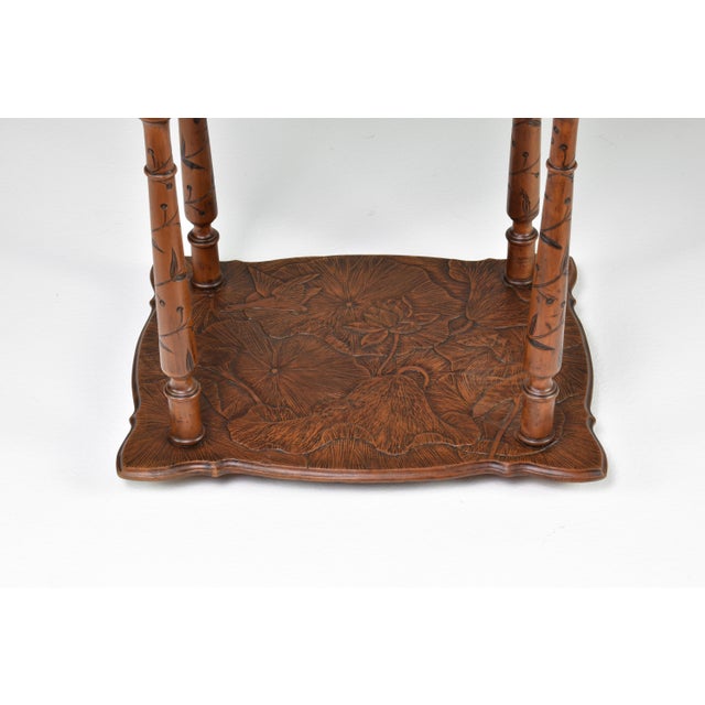 Art Nouveau 1900's Japanese Sculpted Wooden Tea Table For Sale - Image 3 of 12