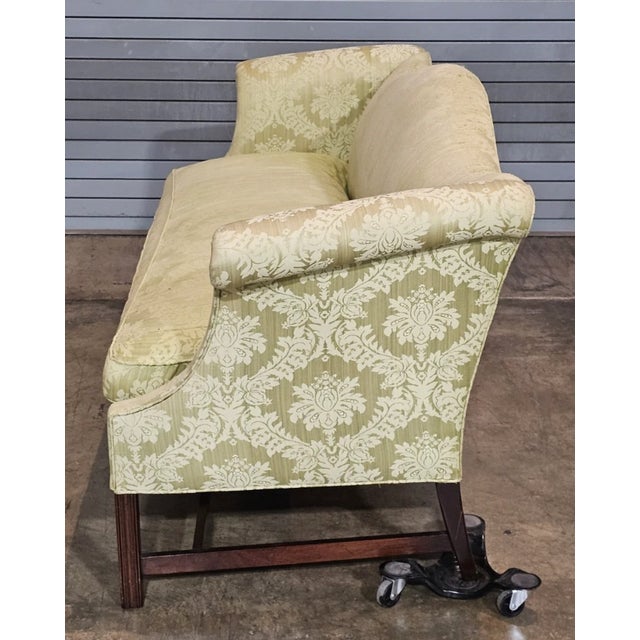 Green Late 20th Century Chippendale Style Mahogany Sofa Green Silk Damask Fabric Made in North Carolina For Sale - Image 8 of 8