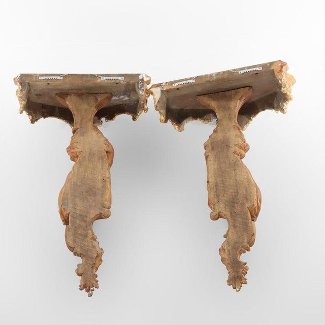 Brown Pair of Antique French Louis XIV Carved Figural Cherub Wood Sconces For Sale - Image 8 of 14