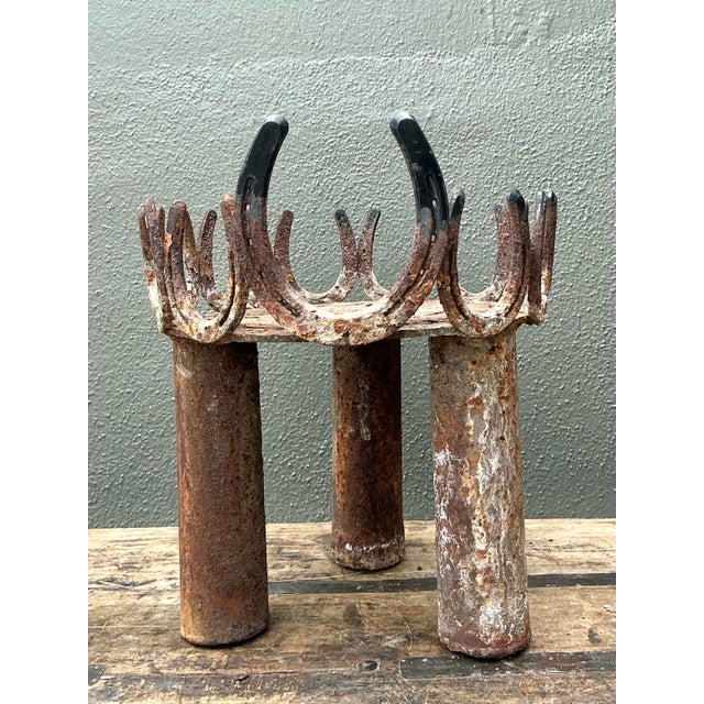 Vintage Rusty Horseshoe Plant Stand For Sale - Image 9 of 12