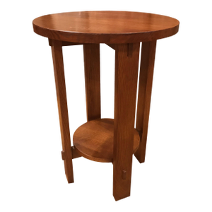 Mission Style Oak Round End Table - Michael's Cherry