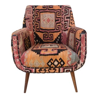 Contemporary Kilim Upholstery Armchair For Sale