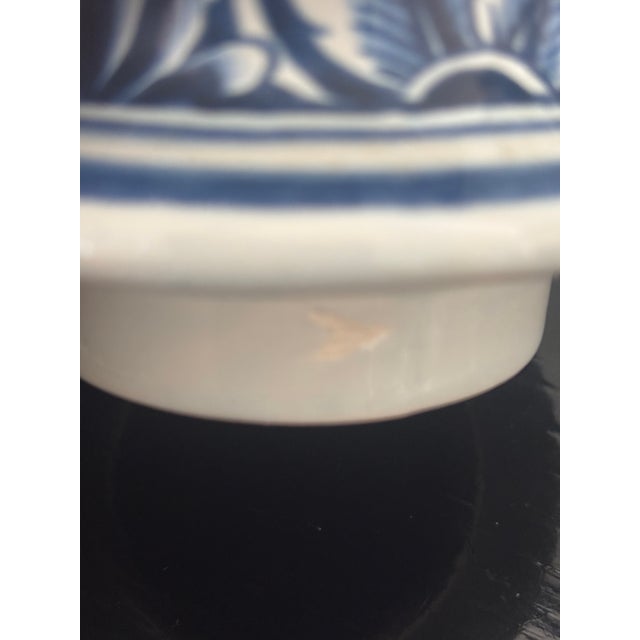 Vintage Dutch Oud Delft Blue and White Vase With Lid For Sale - Image 13 of 13