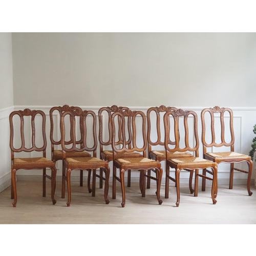 Vintage French Dining Chairs with Woven Seats, Set of 8 For Sale - Image 13 of 17