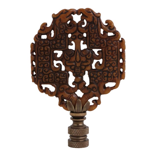 Chinese Archaic Style Carved Stone Lamp Finial For Sale