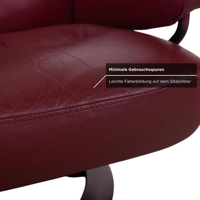 Set of Leather Atlantic Recliner and Ottoman in Red Genuine Leather from Stressless For Sale - Image 10 of 18
