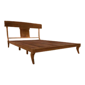 Mid Century Modern Klismos Style Walnut Queen Bedframe