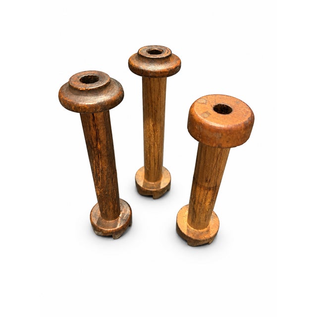 Late 19th/Early 20th-Century Solid Wood Textile Mill Bobbins – Set of 3 For Sale - Image 4 of 4