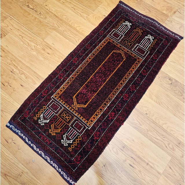 Vintage Baluch Prayer Rug, Hand-Knotted Wool, Mid-20th Century For Sale - Image 4 of 6