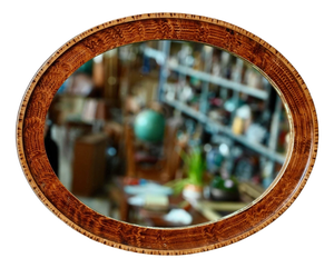 Bohemian Oval Mirror in Burl Wood, 1940s