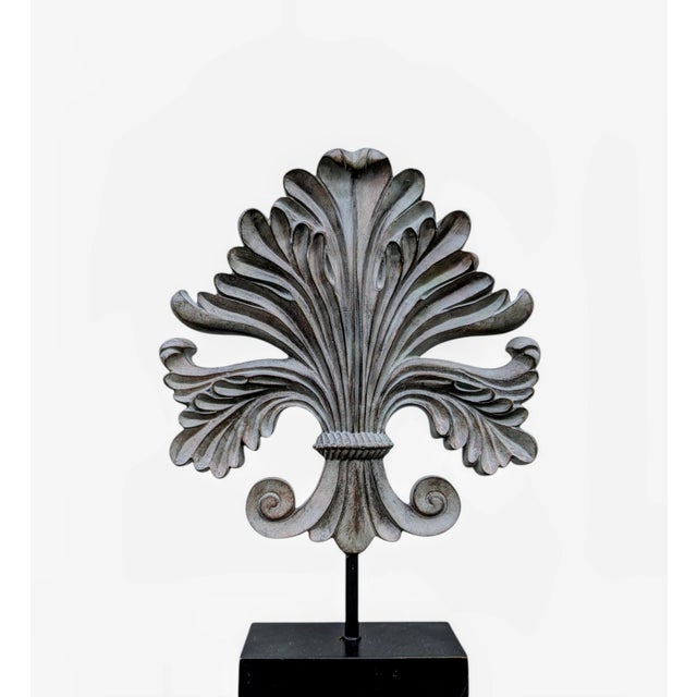 Mid 19th Century Vintage Hand-Carved Acanthus Leaf Architectural Remnant on Stand For Sale - Image 5 of 9