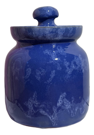 Vintage Bybee Pottery Cobalt Blue Lidded Honey Pot