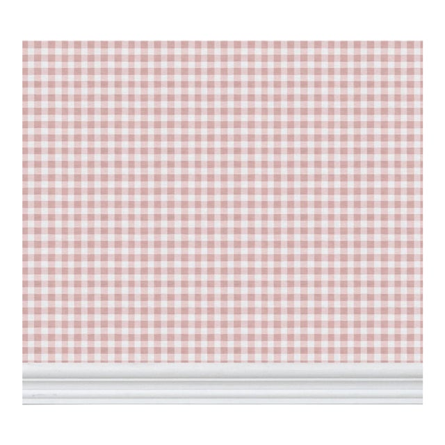 Austen Gingham Small Check Removable Wallpaper – Powder Pink Double Roll For Sale