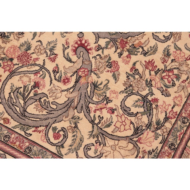 Shabby Chic Pak-Persian Beige/Pink Wool Rug - 6'1'' X 9'6'' For Sale - Image 4 of 9