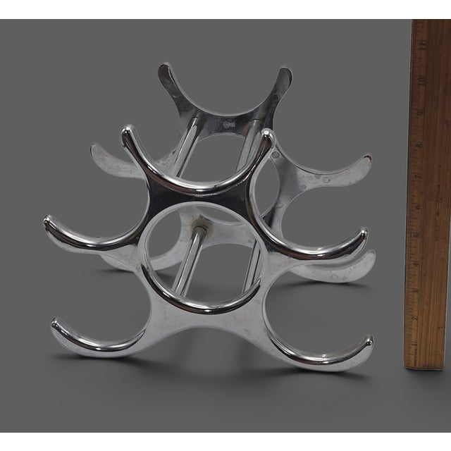 Late 20th Century Late 20th Century Eichholtz Alboran Attributed Style Polished Aluminum Six Bottle Modern Wine Rack For Sale - Image 5 of 7