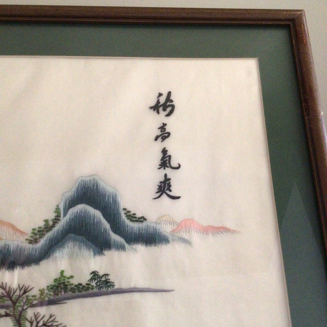 1970 Asian Silk Embroidery Landscape River Scene For Sale In Sacramento - Image 6 of 12
