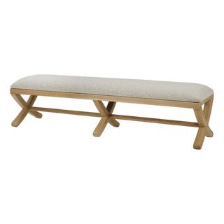 Scandinavian Minimalist Bench With Upholstered Seat For Sale