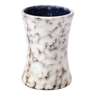 Mid-Century Modernist White and Earth Toned Ceramic Vase For Sale