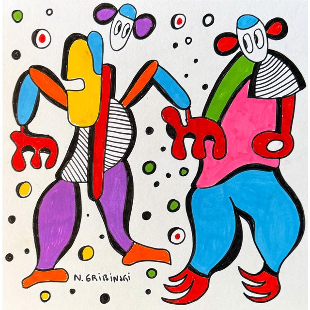 Entwined — Small Abstract Figurative Drawing (8 X 8 In, 2025) For Sale