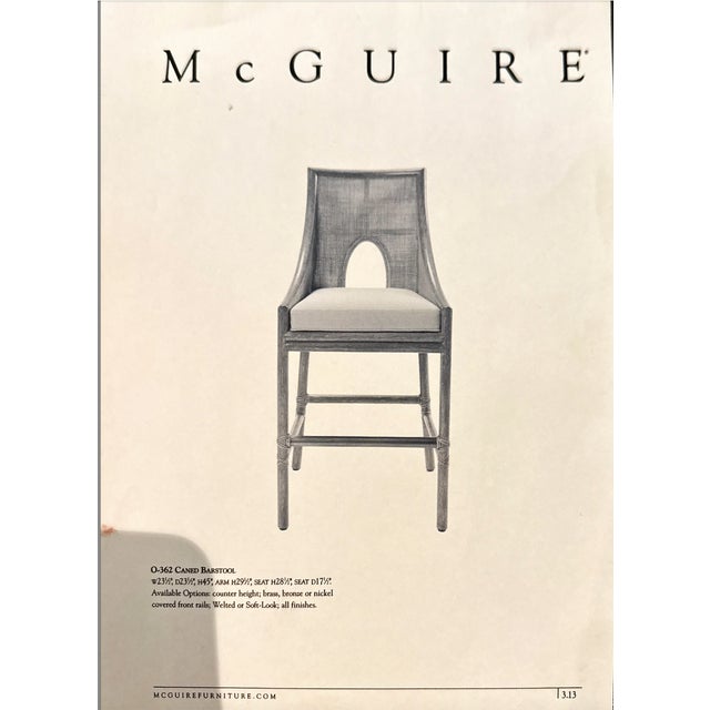 Four Barbara Barry for McGuire Caned Barstools With Cushions For Sale - Image 13 of 13