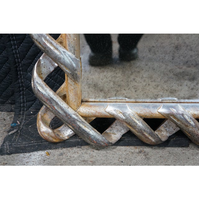 Late 20th Century Eichholtz Casone Italian Renaissance Metallic Lattice Ribbon Rope Twist Mirror 48" For Sale - Image 6 of 10