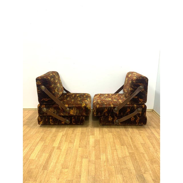 Brown Vintage Lounge Chairs, Former Czechoslovakia, 1970s, Set of 2 For Sale - Image 8 of 15
