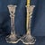 Ebeling and Reuss Co., German lead crystal candle holders. 7 1/2 inches tall. Tulip shaped top and floral shaped bottom....