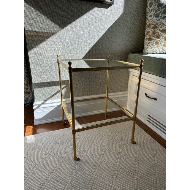 Vaughan Fitzroy Brass Square Etagere Table With Glass Shelves For Sale In New York - Image 6 of 10