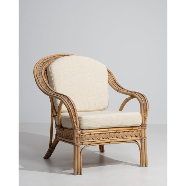 Mid 20th Century France Cream Bamboo Armchair For Sale - Image 11 of 11