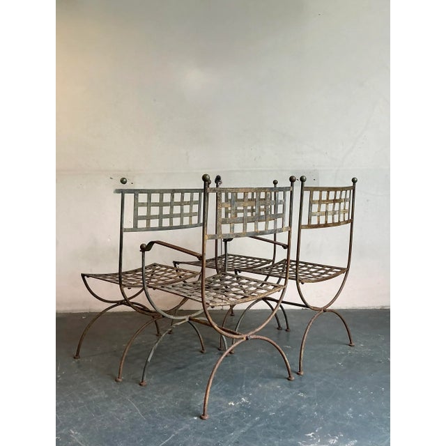 Mid 20th Century Vintage Boho Wrought Iron Dining Chairs After Maurizio Tempestini for Salterini - Set of 4 For Sale - Image 5 of 7