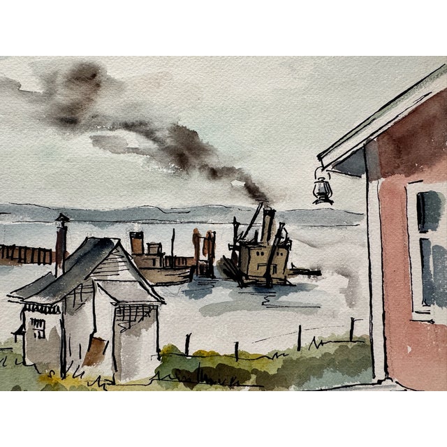 Rustic Henry Emil Salloch Original Watercolor on Paper La Pointe/Riviere -Du- Loup. Canada, 1957. For Sale - Image 3 of 7