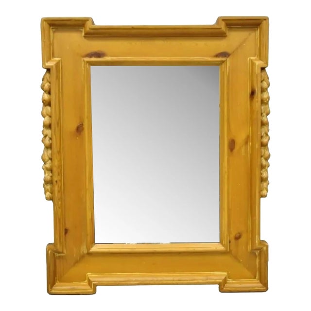 Vintage Italian Baroque Style Carved Knotty Pine Wood Country French Wall Mirror For Sale