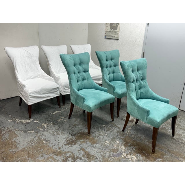 Art Deco Bernhardt Art Deco Tufted Side Chairs, Set of Six For Sale - Image 3 of 12