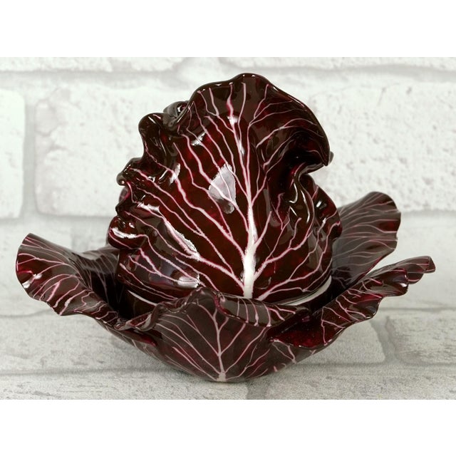 Realism Trompe-L’œil Porcelain Box in the Shape of a Red Cabbage by Didier Gardillou For Sale - Image 3 of 7